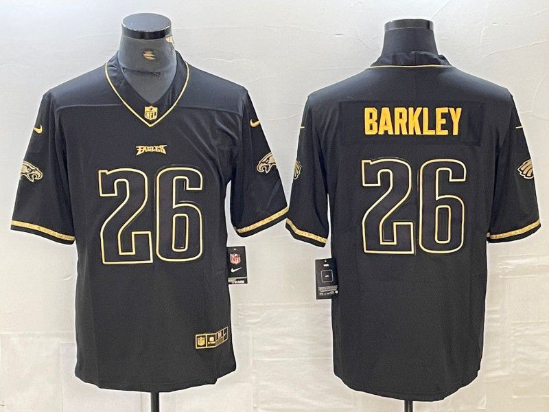 Men Philadelphia Eagles #26 Barkley Black Gold Throwback 2024 Nike Limited NFL Jersey style 1->philadelphia eagles->NFL Jersey